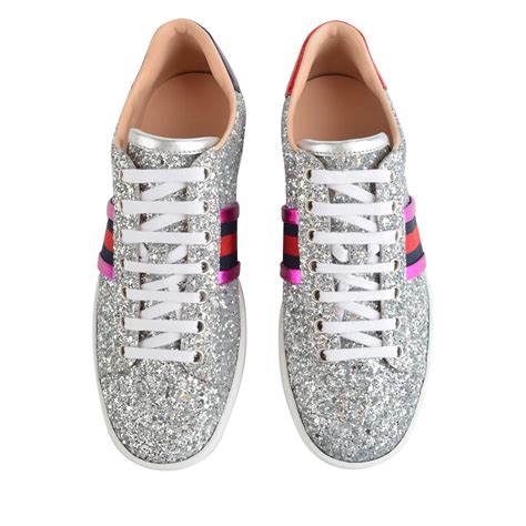 gucci ace glitter sneaker|Gucci ace embellished leather sneakers.